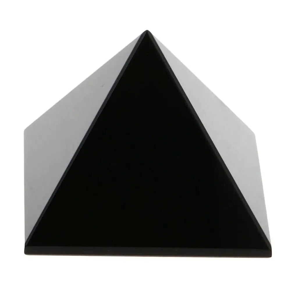 Black Tourmaline Crystal Carved Protection Pyramid