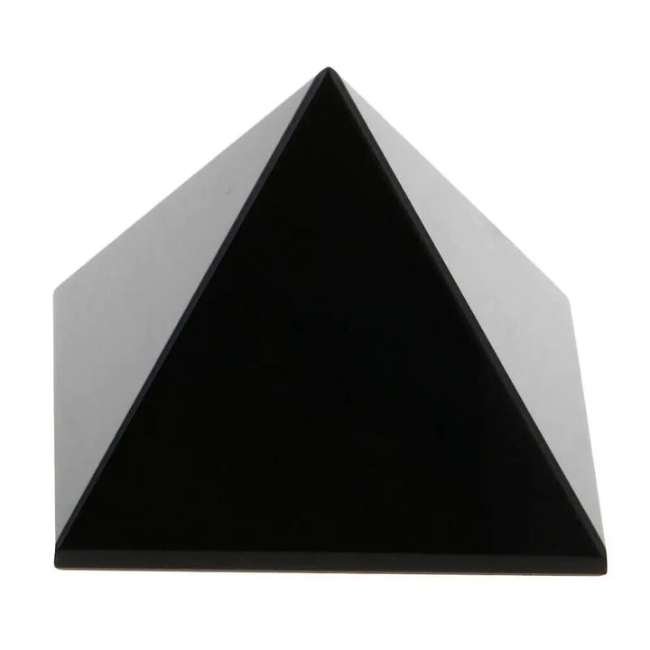 Black Tourmaline Crystal Carved Protection Pyramid