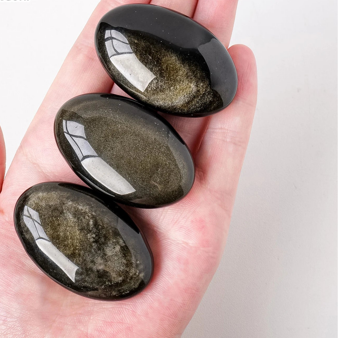 Gold Sheen Obsidian Crystal Palm Stone