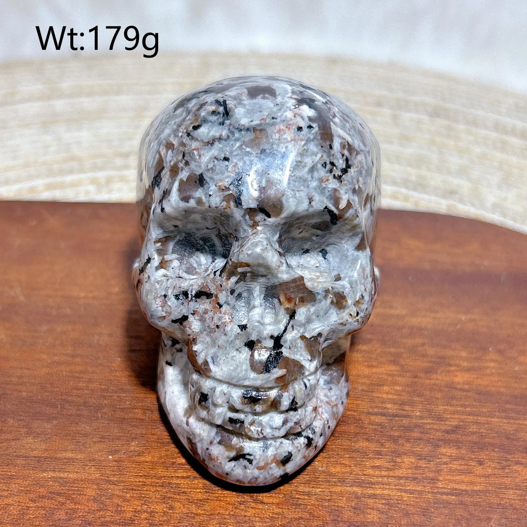 Yooperlite Crystal Carved Skull UV Reactive Glowing Stone