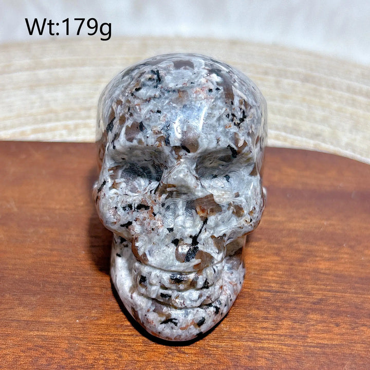 Yooperlite Crystal Carved Skull UV Reactive Glowing Stone