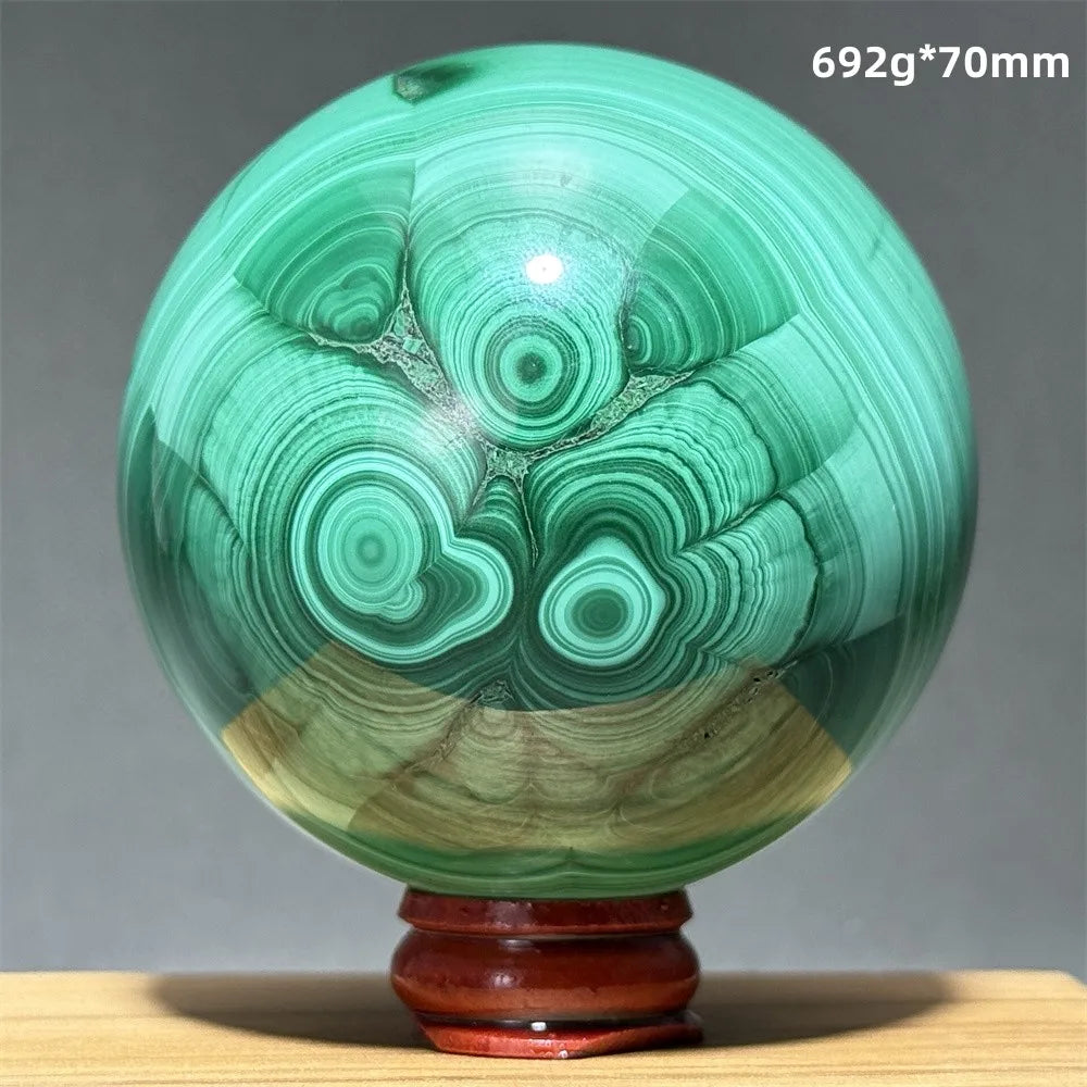 Malachite Crystal Polished Sphere with Display Base