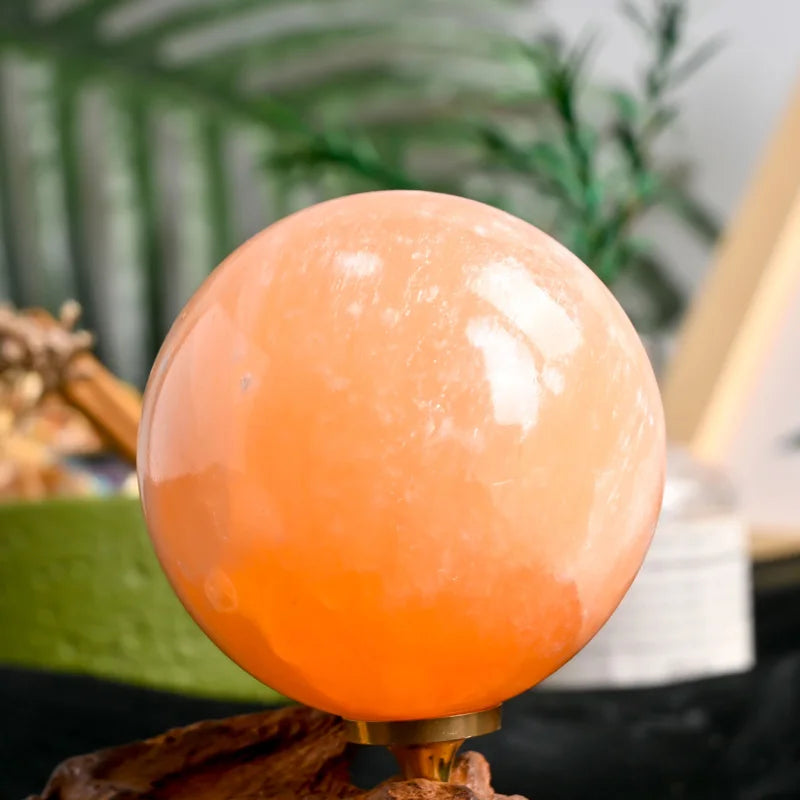 Orange Selenite Crystal Polished Sphere
