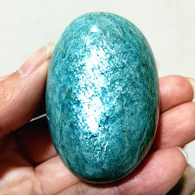 Amazonite Crystal Polished Palm Stone Natural Specimen