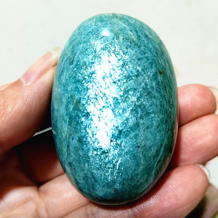 Amazonite Crystal Polished Palm Stone Natural Specimen