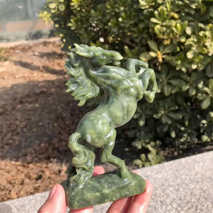Ophiolite Crystal Carved Polished Horse Sculpture Statue