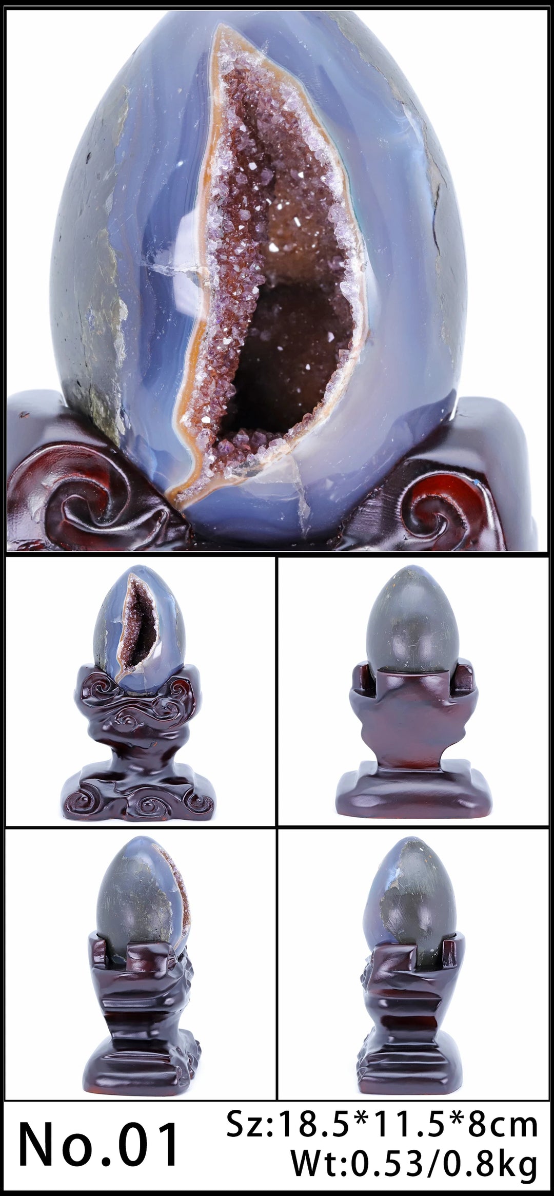 Amethyst Crystal Natural Geode With Stand Statement Piece