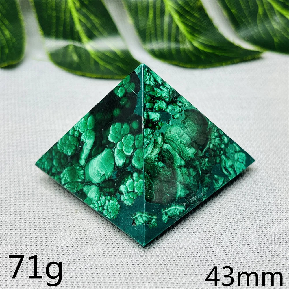 Malachite Crystal Pyramid Handcrafted Sacred Geometry