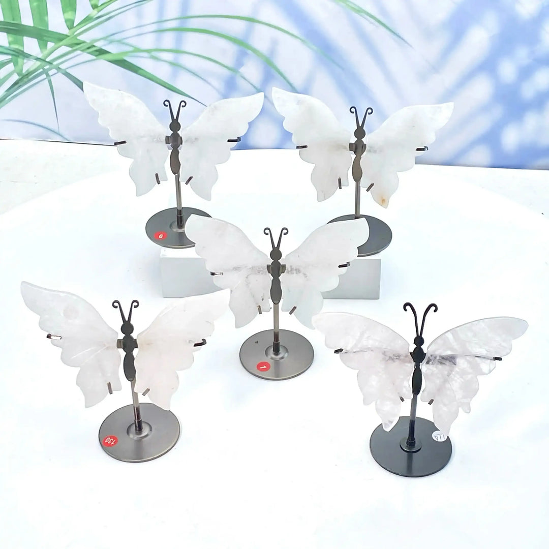 Mixed Stone Crystal Carved Butterfly in Five Materials