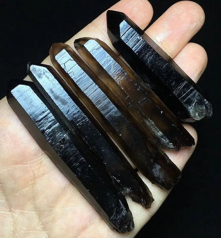 Himalayan Black Lemurian Smoky Quartz Crystal Points