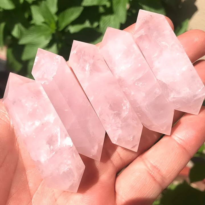 Rose Quartz Crystal Double Point Wand