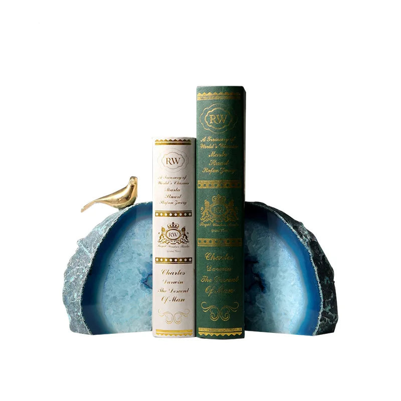 Agate Crystal Polished Abstract Natural Stone Bookends