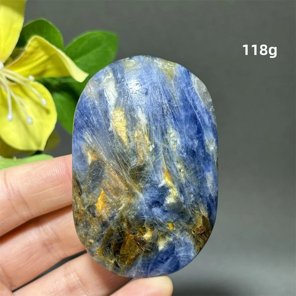 Blue Kyanite Crystal Palm Stone Natural Polished Piece