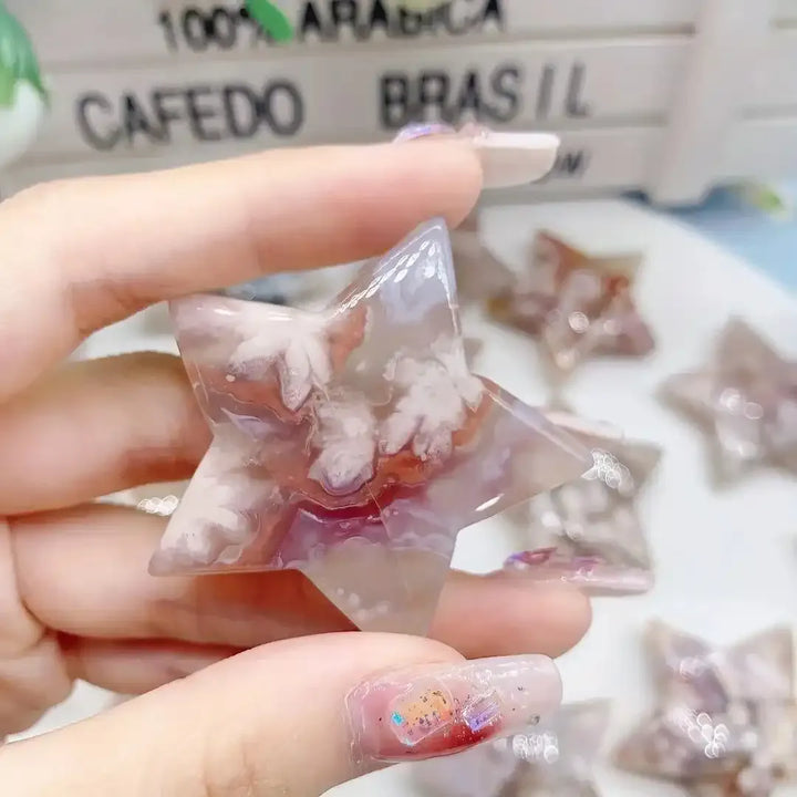 Cherry Blossom Agate Star Carving