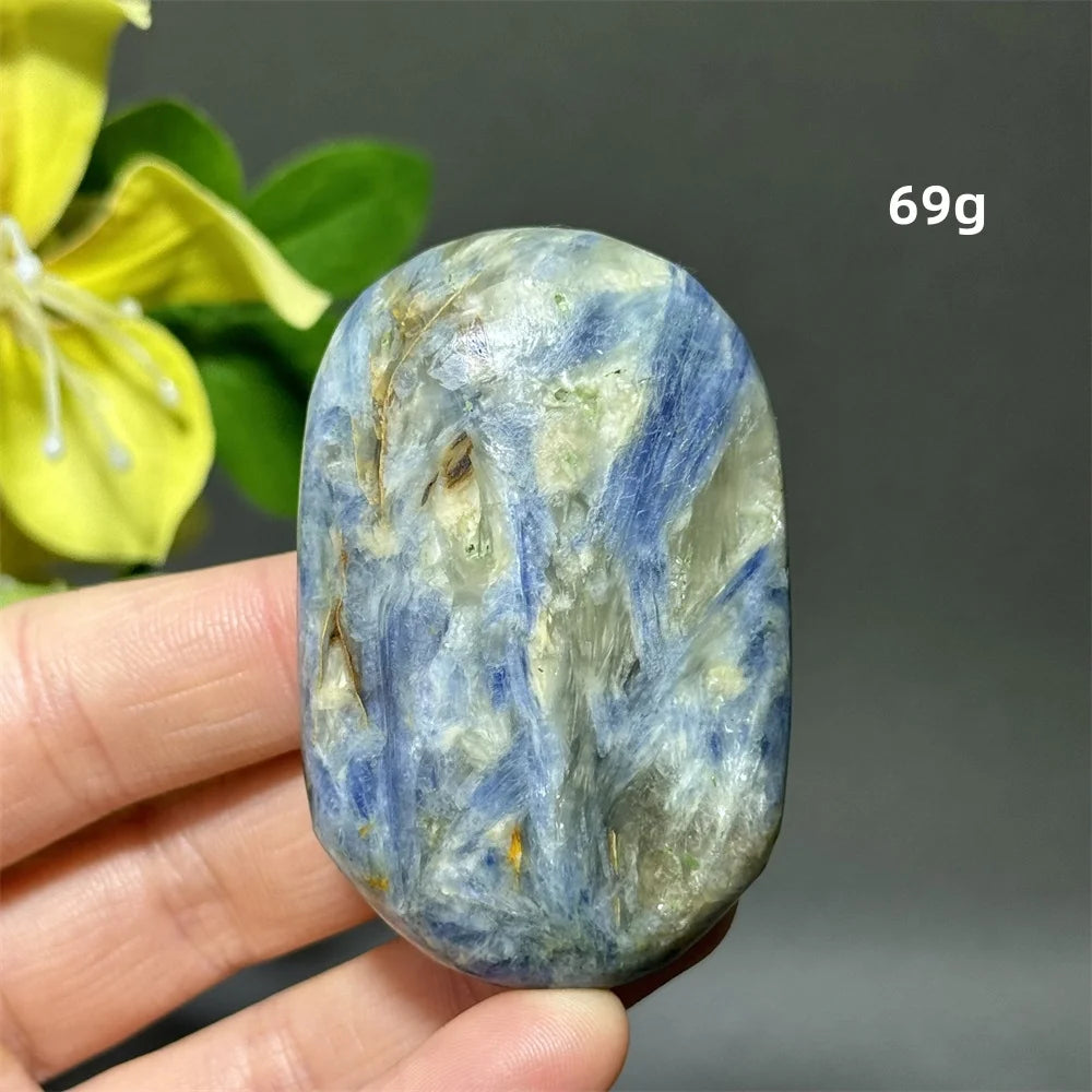 Blue Kyanite Crystal Palm Stone Natural Polished Piece