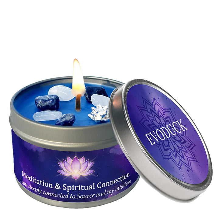 Lemon Peppermint Crystal Infused Intention Candle Tin