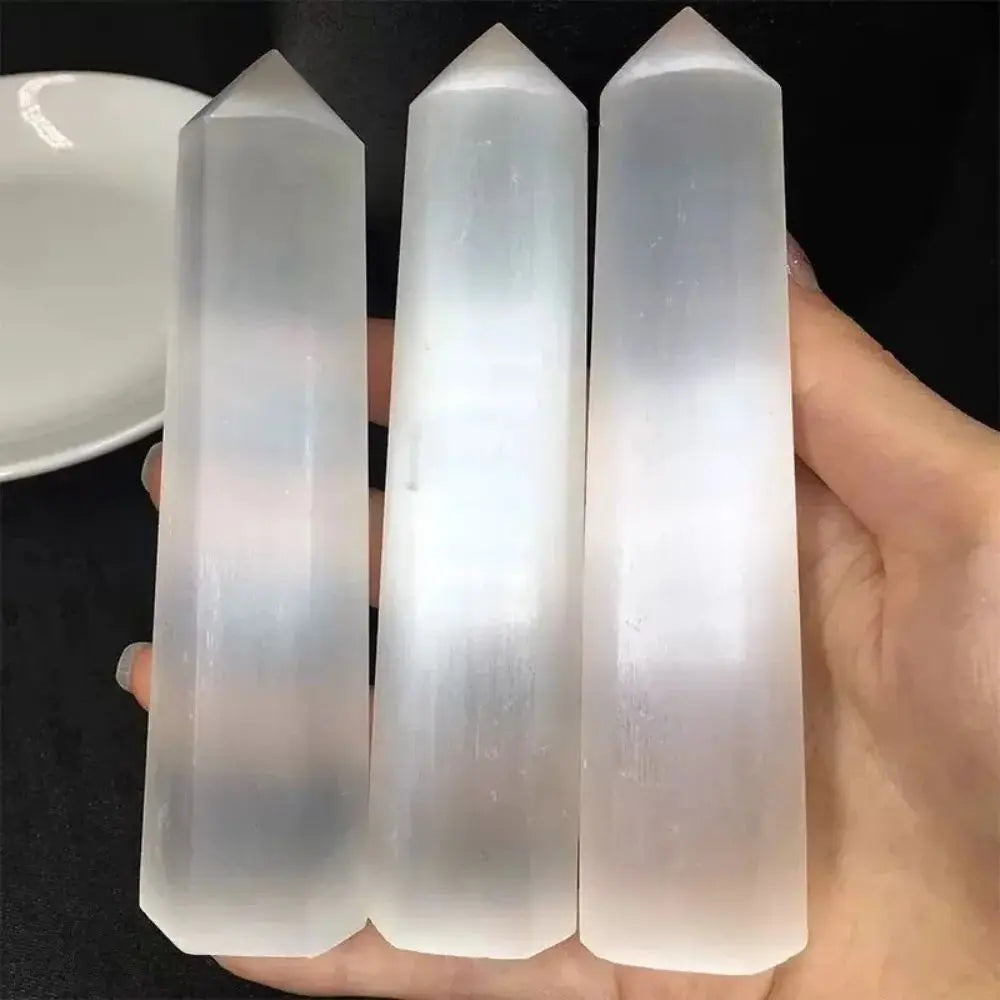 Selenite Crystal Tower Hexagonal Obelisk Wand