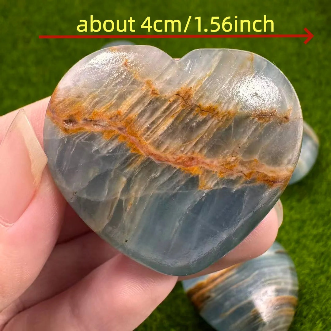 Aquatine Lemurian Blue Calcite Crystal Heart (Rare)