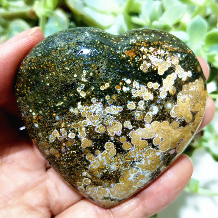 Ocean Jasper Crystal Carved Polished Heart Specimen
