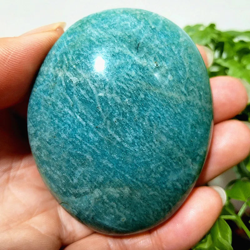 Amazonite Crystal Polished Palm Stone Natural Specimen