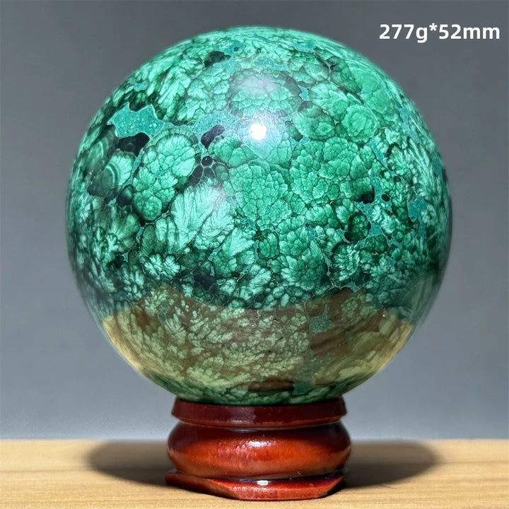 Malachite Crystal Polished Sphere with Display Base