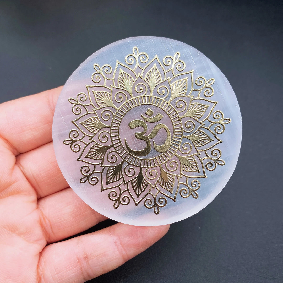 Selenite Crystal Charging Plate Engraved