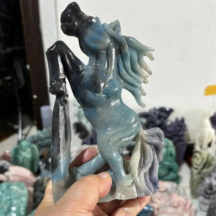 Trolleite Crystal Carved Horse Collector Sculpture