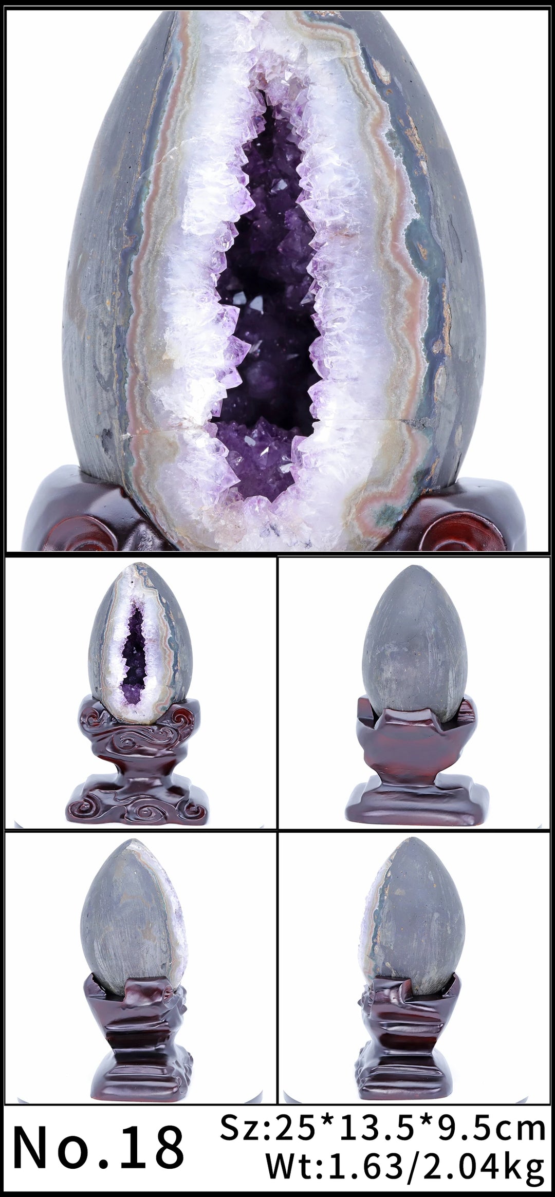 Amethyst Crystal Natural Geode With Stand Statement Piece