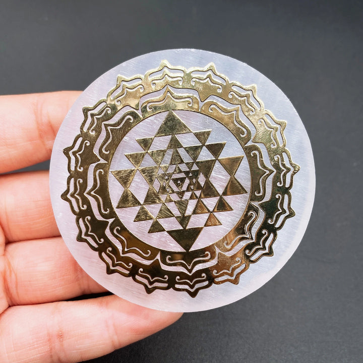 Selenite Crystal Charging Plate Engraved
