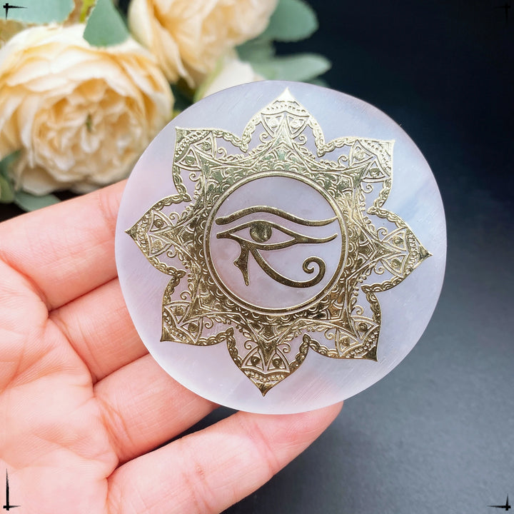 Selenite Crystal Charging Plate Engraved