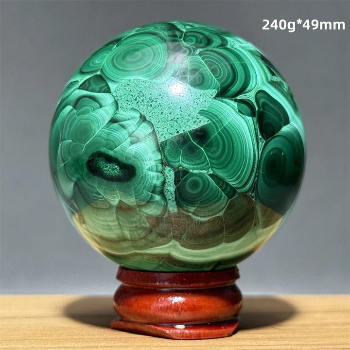Malachite Crystal Polished Sphere with Display Base