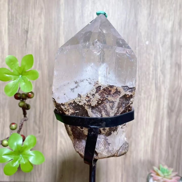 Clear Fat Quartz Crystal Tower with Display Stand