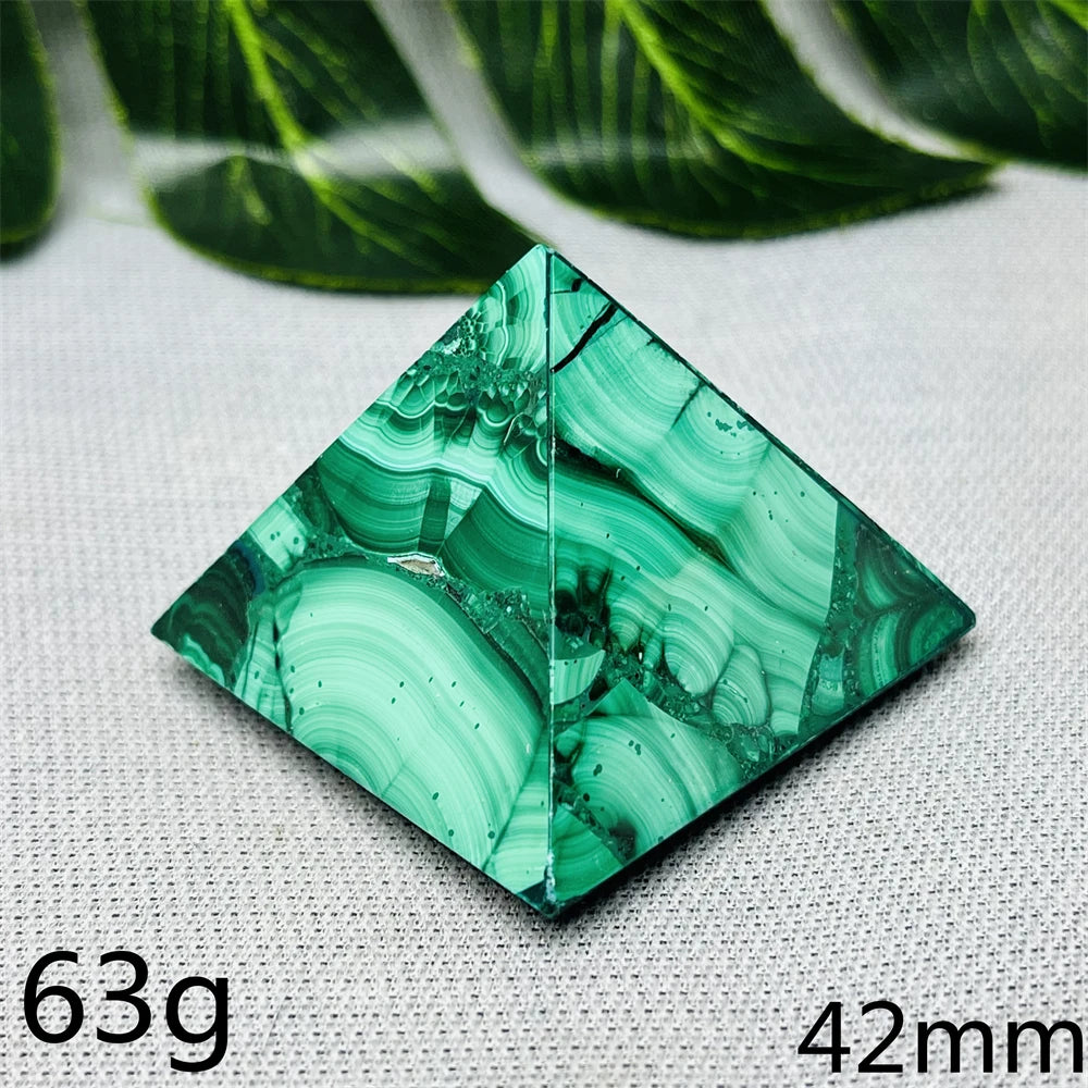 Malachite Crystal Pyramid Handcrafted Sacred Geometry