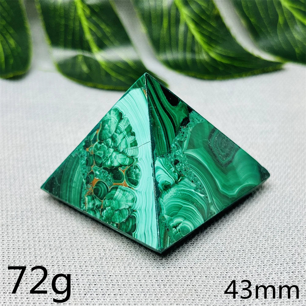 Malachite Crystal Pyramid Handcrafted Sacred Geometry