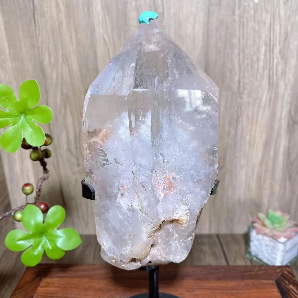 Clear Fat Quartz Crystal Tower with Display Stand