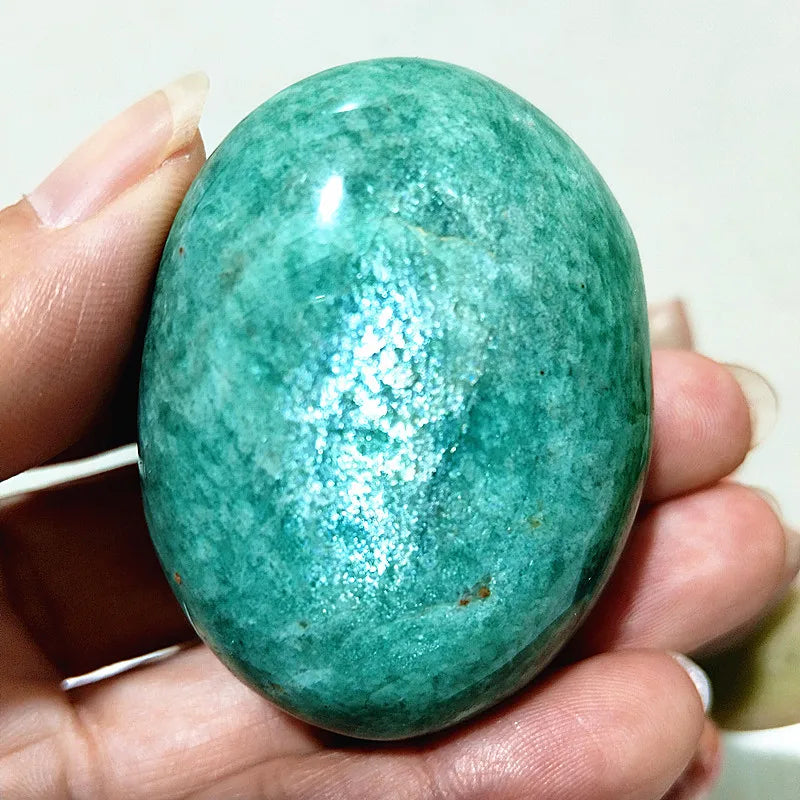 Amazonite Crystal Polished Palm Stone Natural Specimen
