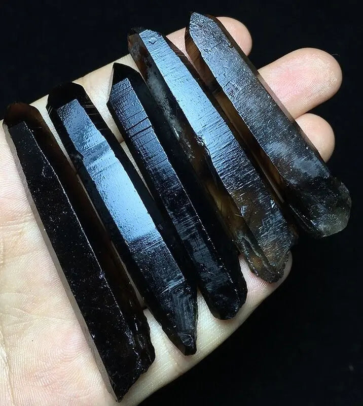 Himalayan Black Lemurian Smoky Quartz Crystal Points