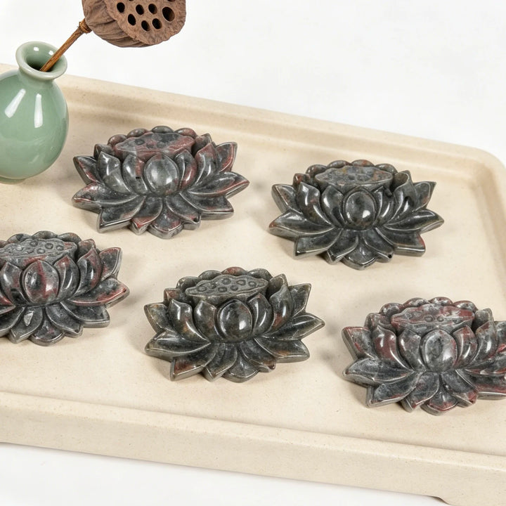 Yooperlite Crystal Carved Lotus Flower Statue Sculpture
