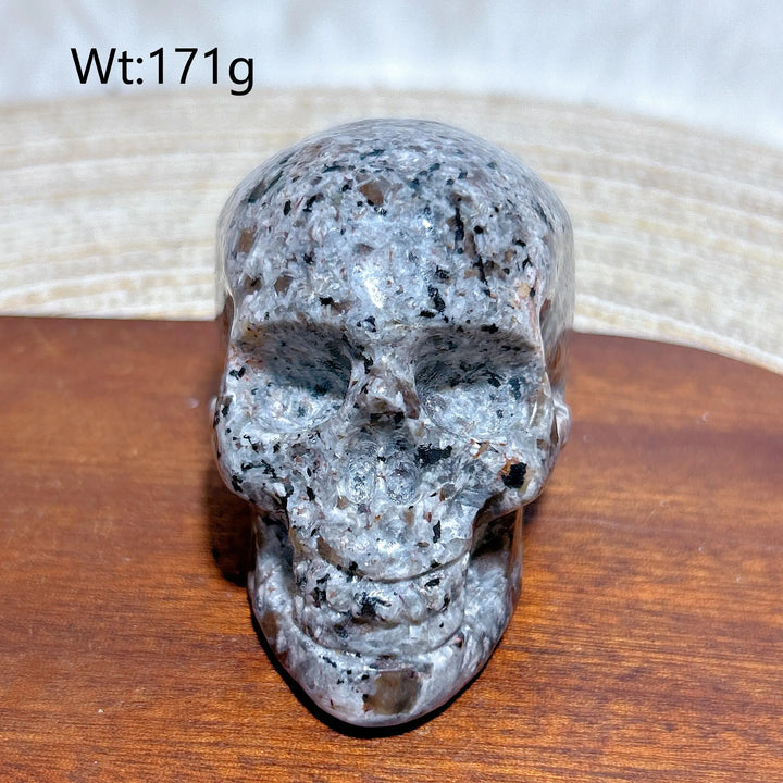 Yooperlite Crystal Carved Skull UV Reactive Glowing Stone