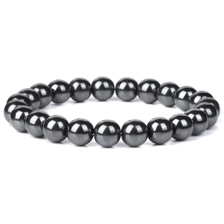 Natural Hematite Bead Bracelet Stretch Bangle Unisex