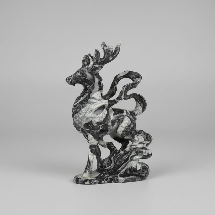 Shell Stone Crystal Carved Deer Figurine Polished Statue
