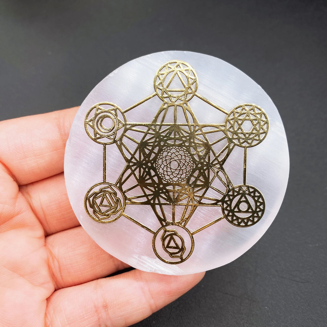 Selenite Crystal Charging Plate Engraved