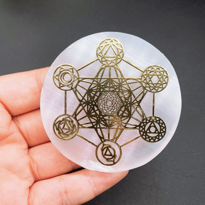 Selenite Crystal Charging Plate Engraved