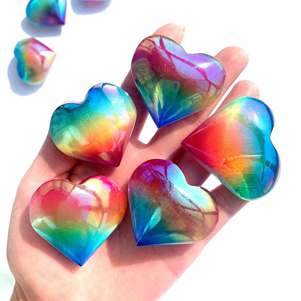 Aura Selenite Crystal Heart