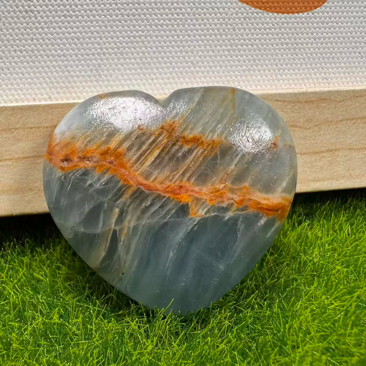 Aquatine Lemurian Blue Calcite Crystal Heart (Rare)