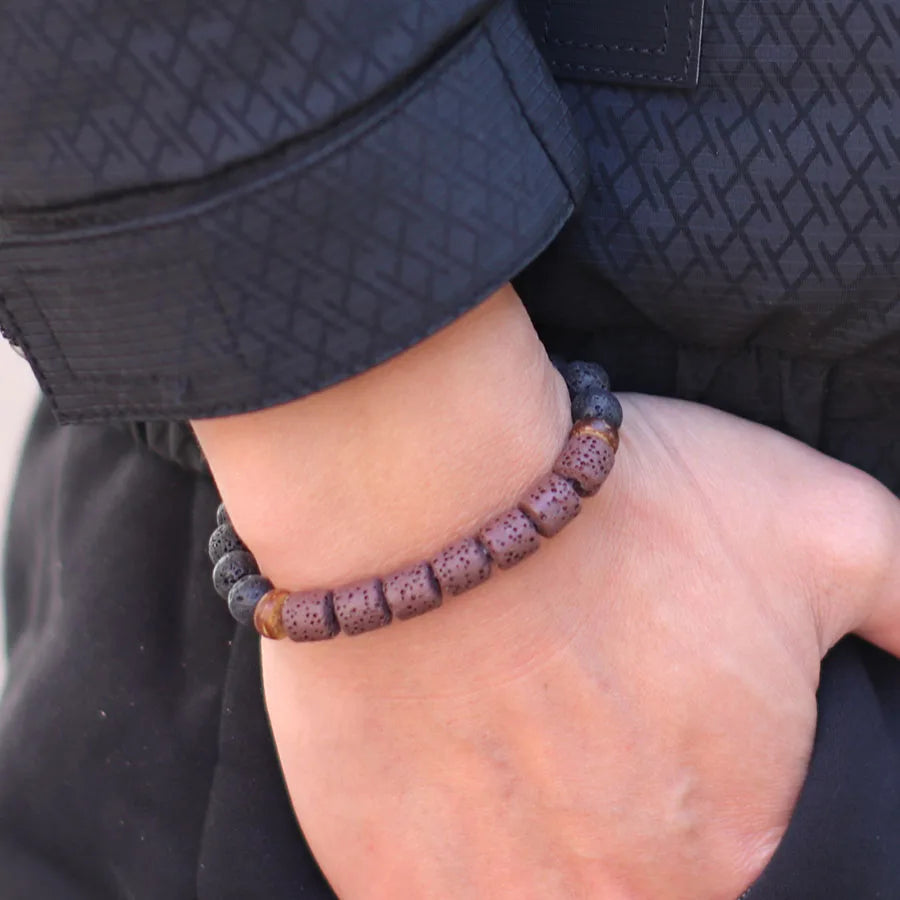 Natural Stone Coconut Bead Handmade Men's Bracelet