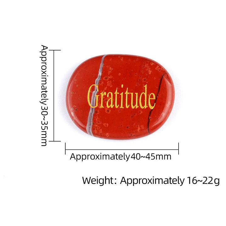 Natural Crystal Engraved Oval Inspirational Word Palm Stone