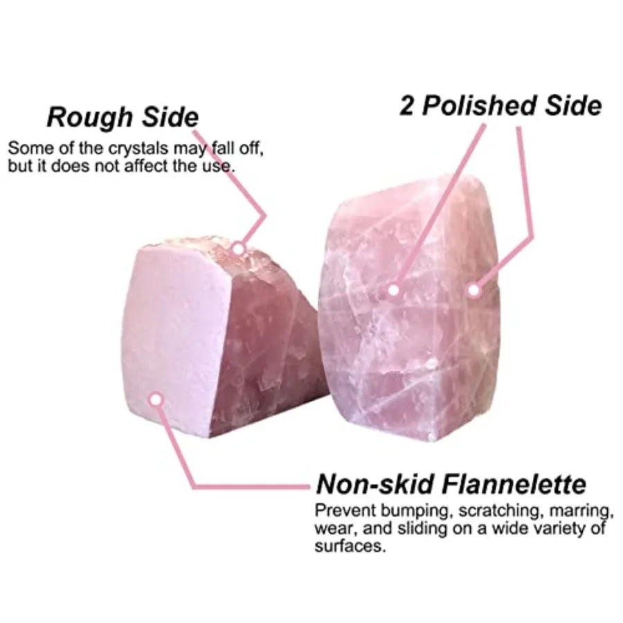 Rose Quartz Crystal Natural Bookend Pair Collection