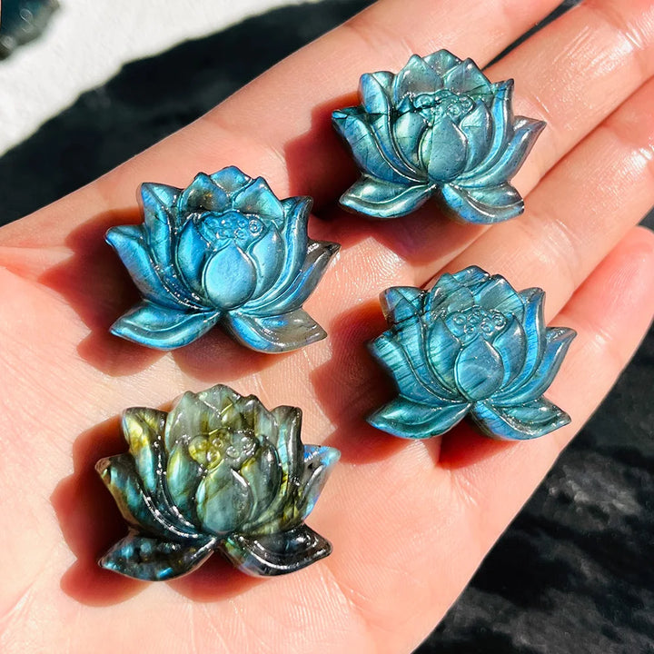 Crystal Carved Flower Sculptures in Multiple Stones