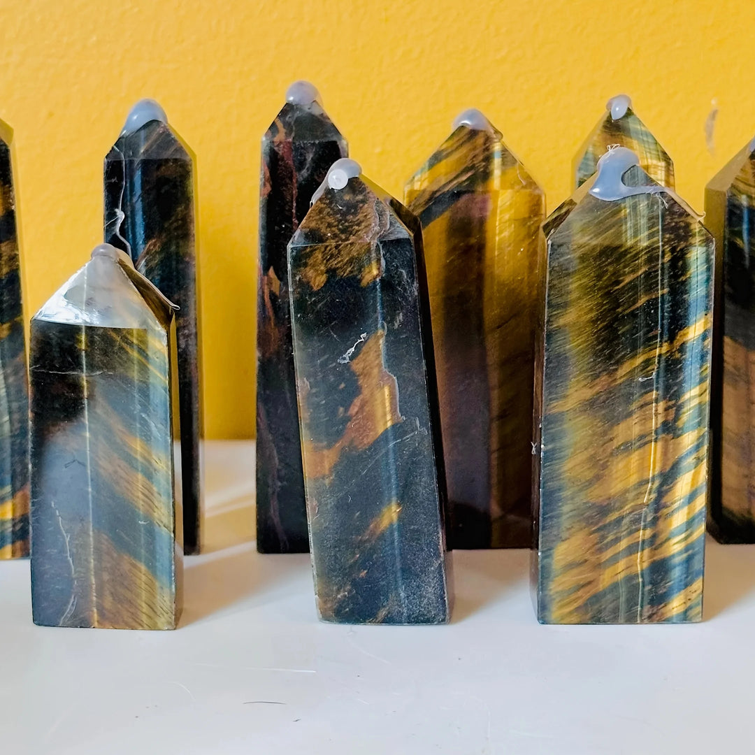 Tiger's Eye Blue & Gold Crystal Tower